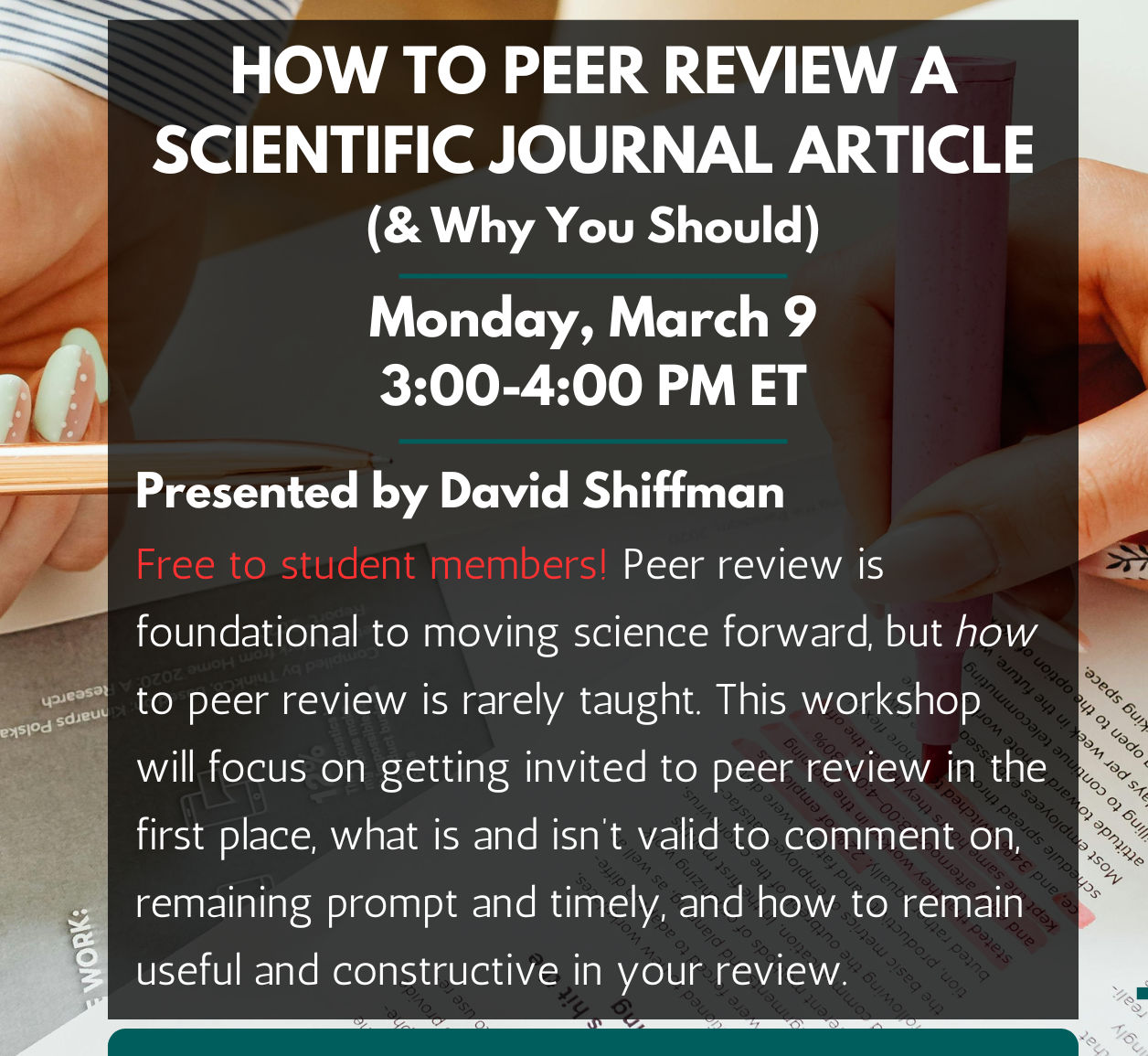 How to Peer Review a Scientific Journal Article — and Why